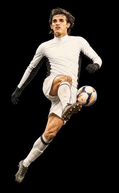 Illustration of Bryan Ruiz delicately chipping the ball against Everton in 2011