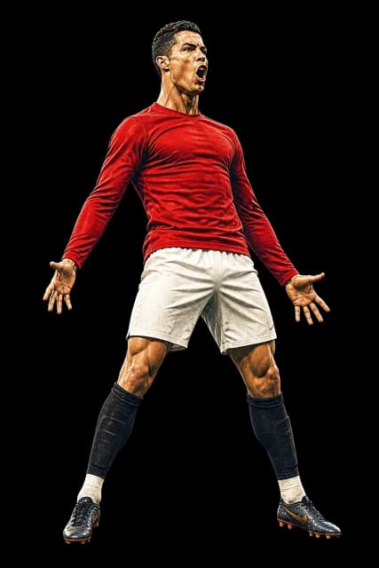 Illustration of Cristiano Ronaldo landing his famous goal celebration